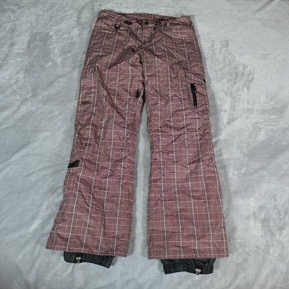 Roxy Pants - Roxy 5000 Snowboard Pants Womens M (32x29) Plaid Insulated Red/Pink
